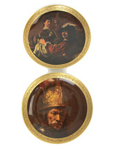 Gorham Rembrandt Man With Gilt Helmet & Self Portrait W Saskia Collector Plates - $46.71