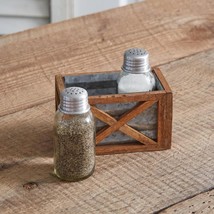 Rustic Farmhouse - Barn Door Salt and Pepper Shakers with Caddy - £26.29 GBP