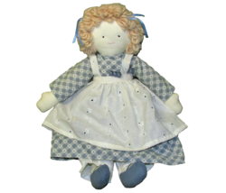 15&quot; RAG DOLL HEIRLOOM PLUSH WOOL HAIR PINAFORE DRESS ABC NECKLACE STUFFE... - £20.86 GBP