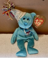 TY Beanie Baby December Teddy Birthday Bear 8&quot; 2002 Mint Tag Stuffed Ani... - $150.70 MXN