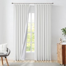 Pinch Pleat Full Blackout Curtain Panel Linen Texture Triple Weave, 40&quot;X... - $103.99