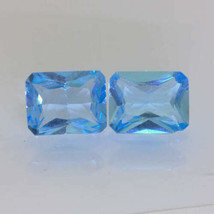 Swiss Blue Topaz Matching Pair Faceted 9 x 7 mm Emerald Cuts 5.42 Total Carat - £42.16 GBP