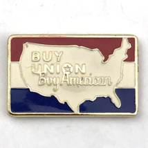 Buy Union Buy American USA Country Shaped Gold Tone Enamel Red White Blue - £7.84 GBP