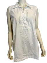 NWT Lauren Ralph Lauren White Sleeveless Collared  V Neck Shirt Size 2X - £22.02 GBP