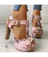 Platform Elegant Flowers Printed Shoes - $80.95