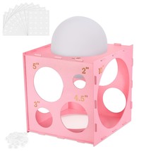 14 Holes Wood Balloon Sizer Cube, Pink Collapsible Balloon Measurement Box With  - £25.35 GBP