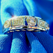 Earth mined Diamond Deco Style Wedding Band 14K Gold Anniversary Bridal Ring - $45,342.38 MXN