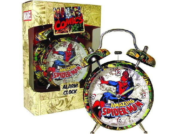Spider-Man Figure and Marvel Comic Covers Collage Twin Bell Alarm Clock NEW - £13.13 GBP