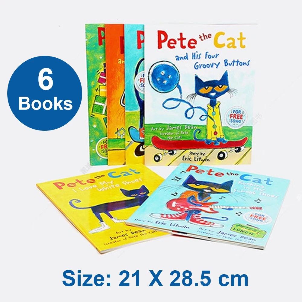 6 Books Set I Can Read Pete The Cat English Picture Story Book for Kids - £57.60 GBP