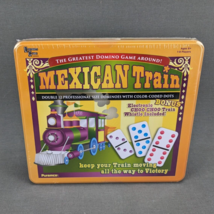 Mexican Train Game Double 12 Professional Size Dominoes In Tin w/ Train ... - $21.24