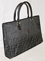 Vintage Fendi Black Signature Zucca Canvas + Epi Leather Portfolio Tote Handbag - £198.72 GBP