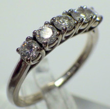 Wedding Ring 1.50Ct Round Cut Five Simulated Diamond 14k White Gold in Size 8.5 - £206.04 GBP