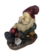 Sleeping Gardening Gnome On Mushrooms 9&quot;x9&quot; Statue Figurine Carved Folk ... - $567.66 MXN