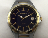 Seiko Watch Men Silver Tone 100M Date 7N42-0DW0 Stainless New Battery 7.25&quot; - £62.79 GBP