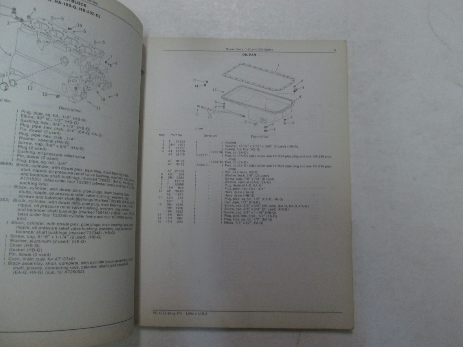 John Deere PC-1022 180 & 202 Serie Power Einheiten Teile Katalog Manuell Schreib Item image 5