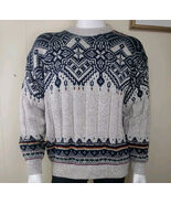 Vtg Nordic Ski Sweater Mens L Gray Cotton Crewneck Ski Peconic Bay Trade... - €41,20 EUR