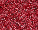 Cotton Bandanas Pasley Floral Patterned Red Fabric Print by the Yard D46... - $13.95