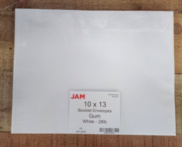 25 Pack - Jam 10&#39;&#39; x 13&#39;&#39; Booklet Envelopes, Gum Closure, White - 28Lb - £6.72 GBP