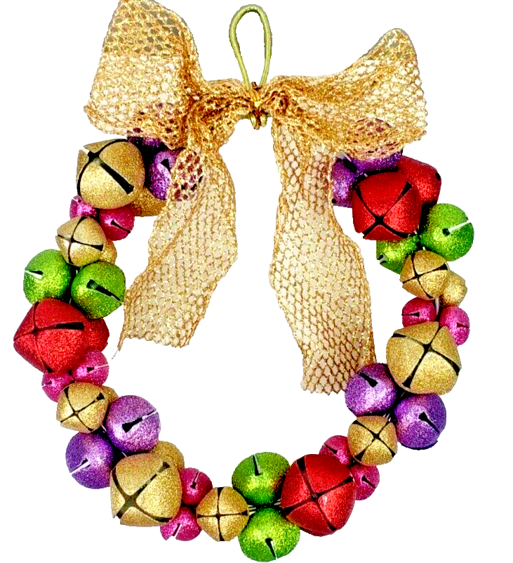 Primary image for Bells Colorful Christmas Wreath Gold Ribbon