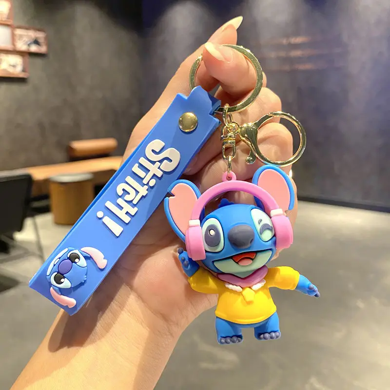 Stitch New Figures Keychain Guitar Skateboard Pvc Doll Charm Keyring -music - $2.10