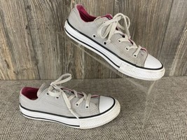 Converse All-Star Youth Girls Shoes Sneakers Size 1 Grey/Pink Textile Uppers  - £19.31 GBP