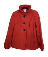 Old Navy Womens Red Medium Wool Blend Dress Coat Ruffled Lined Buttons - £13.42 GBP