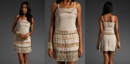 Nanette Lepore Tiki wrap beaded wooden linen Boho hippie dress NWT 6 - $340.93