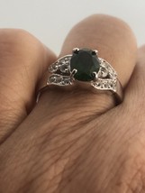 Vintage Green Chrome Diopside Deco Ring 925 Sterling Silver Size 9 - £100.48 GBP