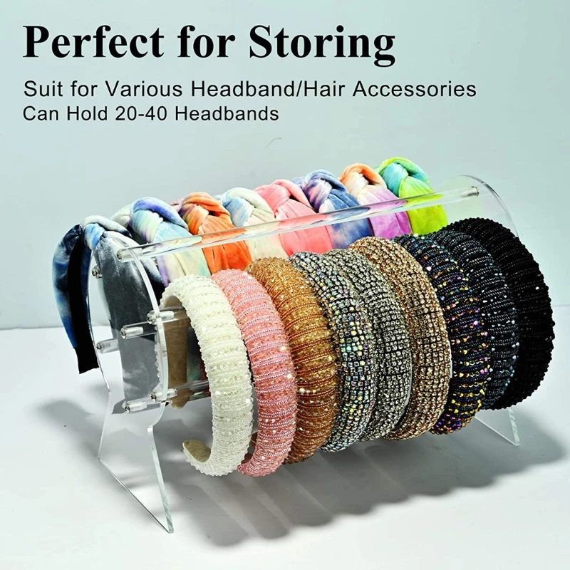Clear Headband Holder Organizer Acrylic Hair Accessory Jewelry Organizer for Cha - £32.22 GBP