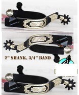 Men&#39;s Western 2&quot; Shank Show Riding Black Engraved Boot Spurs 75179016 - $41.57