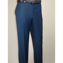 Men's MONO Turkey Slacks 100% Wool Plain Front Regular Fit 2501-05 French Blue image 2