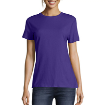 NEW Hanes Women&#39;s Nano-T Short Sleeve Cotton Crewneck Purple T-Shirt, Size Small - £7.19 GBP