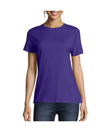 NEW Hanes Women&#39;s Nano-T Short Sleeve Cotton Crewneck Purple T-Shirt, Si... - £7.07 GBP