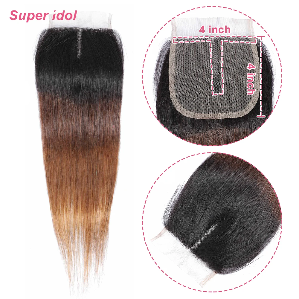 Super Idol Brazilian Straight  Hair 100% Remy Human Hair 4X4X1 Tpart Lace - $30.67+