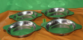 Vintage 4 Piece Stainless Steel Silver Airline Serving Bowls with Side H... - £27.60 GBP