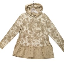 Lori Goldstein LIFE Tie Dye Hooded Tunic Eyelet Ruffle Waffle Knit Top XS - $21.78