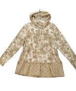 Lori Goldstein LIFE Tie Dye Hooded Tunic Eyelet Ruffle Waffle Knit Top XS - $21.78