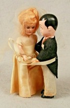 VTG Wedding Standing Dolls Bride &amp; Groom Set Sleepy Eyes 6&quot; Moving Arms &amp; Head - £23.89 GBP