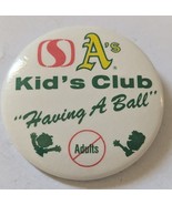 Safeway Oakland A&#39;s Kid&#39;s Club &quot;Having A Ball&quot; 2&quot; Pin Back Button - $15.12 CAD