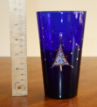 Vtg Culver USA Cobalt Blue 22KT Gold Glass Christmas Tree Stars Highball... - $267.48 MXN