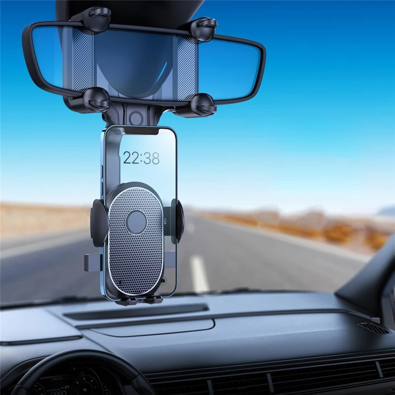 House Home Multi-angle Car Rearview Mirror Phone Holder 360° Rotatable Retractab - £26.07 GBP