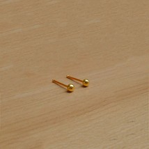 1pcs Pure Solid 999 24K Yellow Gold Ear Bar Ear Protector Lucky Round Ball Earri - £88.60 GBP