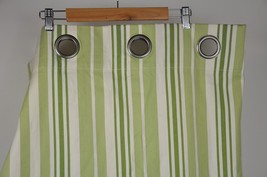 POTTERY BARN Green/White STRIPED Curtain PANEL Drapery Grommet 50x84&quot; - £23.42 GBP