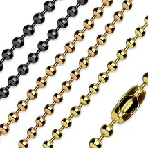 Black/Rose/Gold Ball Chain Stainless Steel Necklace 3-4mm 15-22 Inch Mens Womens - £10.27 GBP+