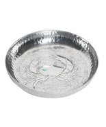 Crab 15192 Round Serving Dish Platter Plate 9&quot; L Silver Aluminum - £33.53 GBP