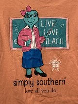 Simply Southern Womens T-shirt Turtle Teacher “Live Love Teach” Size Small - £11.48 GBP