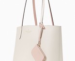 Kate Spade Ava Reversible White Leather Tote + Pouch Parchment K6052 NWT... - $127.70