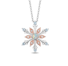 Enchanted Disney 1/2 CTTW with Blue Topaz And Created Opal Elsa Pendant Necklace - £70.86 GBP
