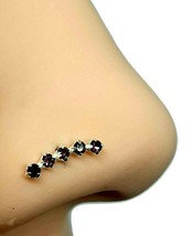 Nose Stud 5 x Amethyst CZ Stones 22g (0.6mm) 925 Silver Curved Bar Ball End - £4.81 GBP