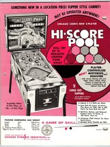 Hi-Score Pool Pinball Flyer Original Lady Billiard Table Player Art Chic... - $29.93